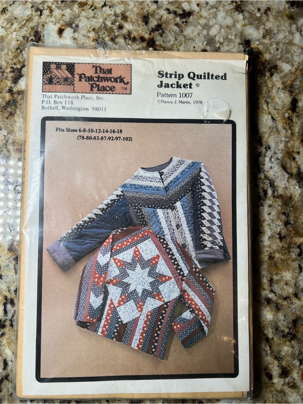 Vintage 1978 That Patchwork Place Strip Quilted Jacket Sewing Pattern 1007